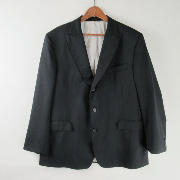 Brooks Brothers Wool Sport Coat Size 46R Vitale 1818 Regent Fit Black Peak - Picture 1 of 13
